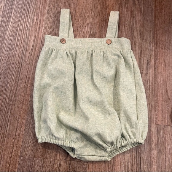 Little English Bubble Sz 2T Overall Romper Light Green Wool Blend Classic Preppy - Picture 1 of 4